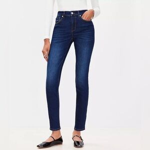 Loft Womens Dark Wash Mid Rise Skinny Ankle Stretch Denim Jeans Size 27